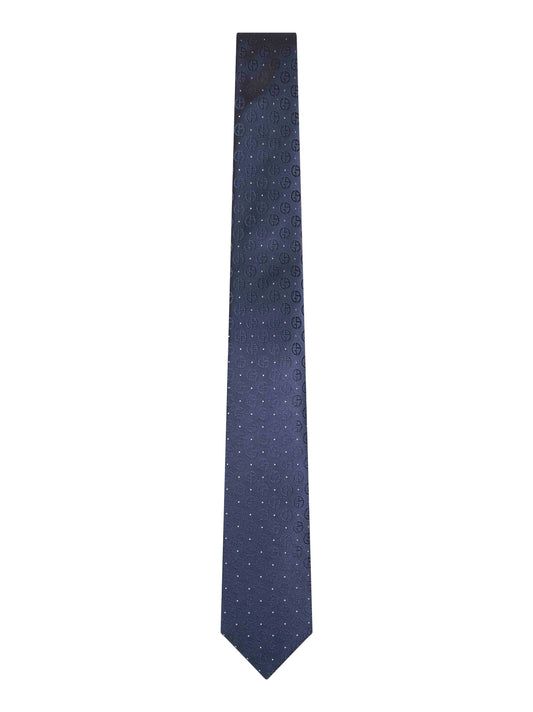 Blue monogram jacquard silk tie