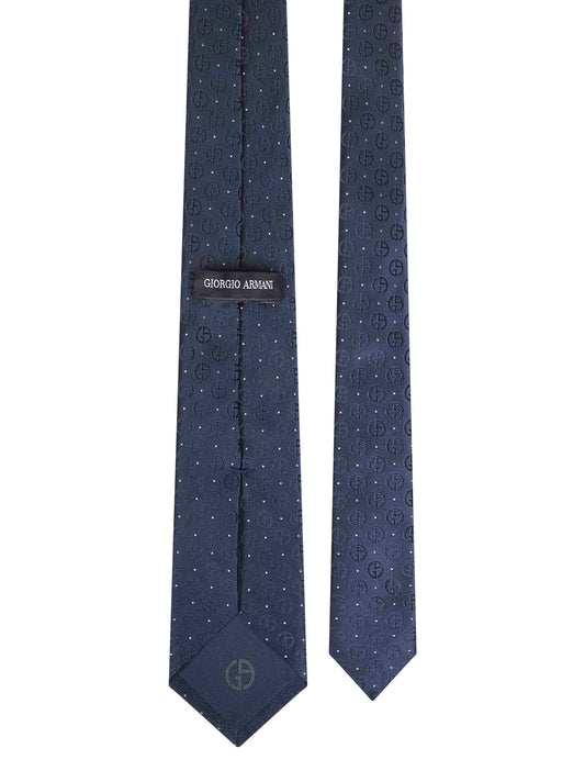 Blue monogram jacquard silk tie