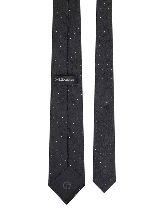 Black monogram jacquard silk tie