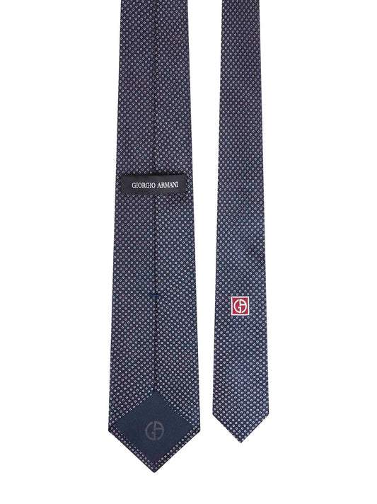 Blue micro-pattern jacquard silk tie
