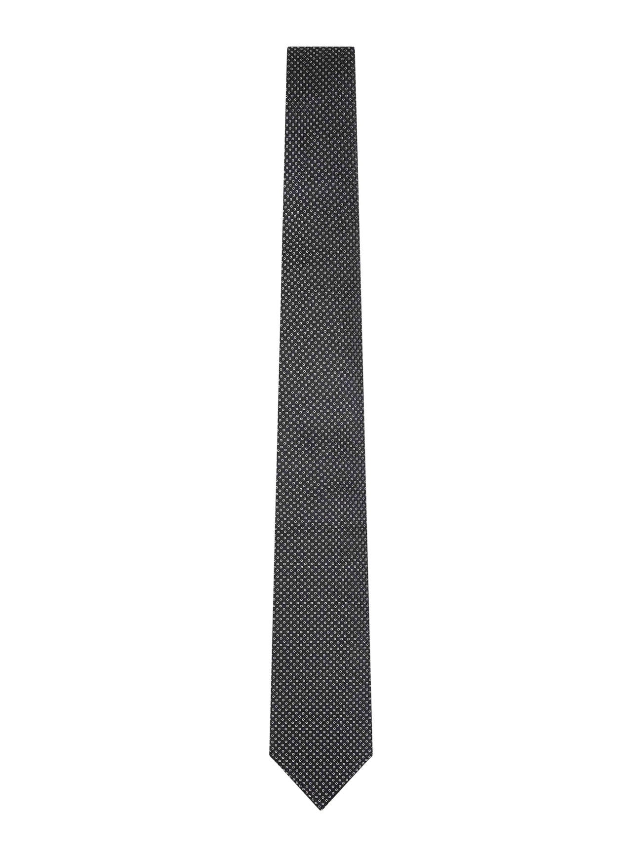 Black micro-pattern jacquard silk tie