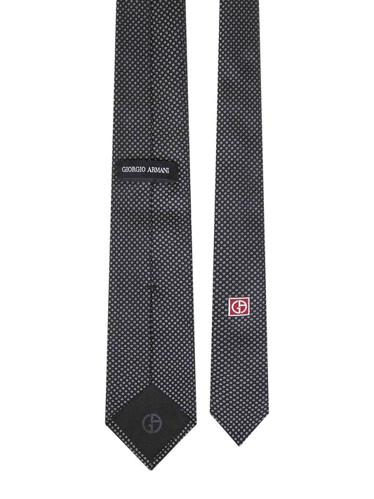 Black micro-pattern jacquard silk tie