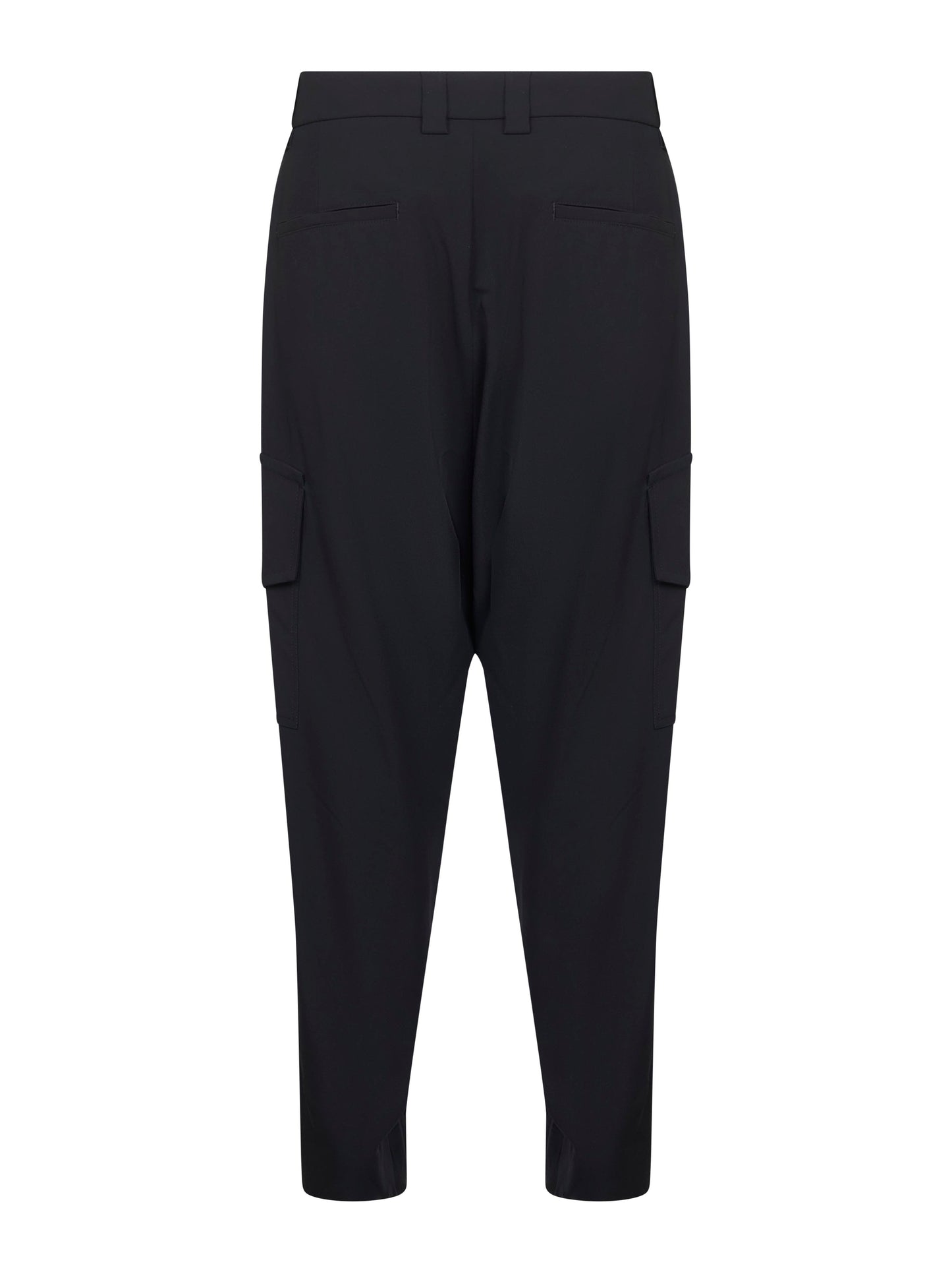 Pantaloni cargo in crepe di lana vergine blu
