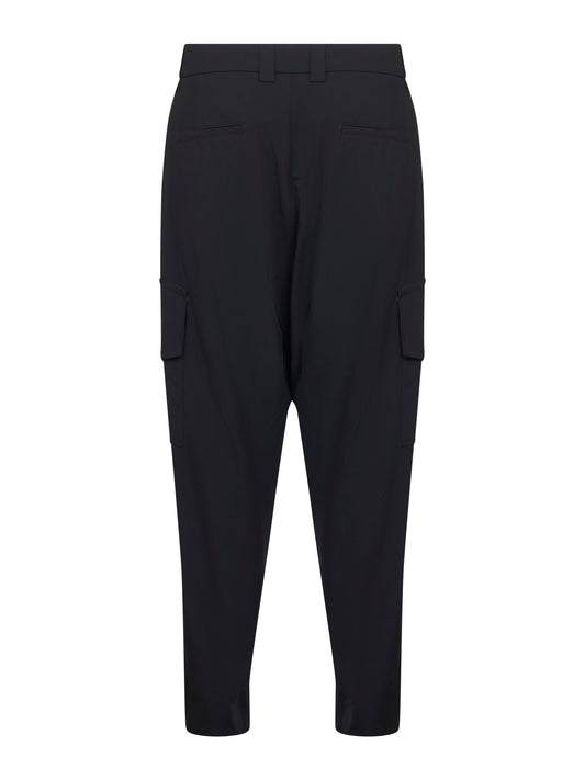Pantaloni cargo in crepe di lana vergine blu