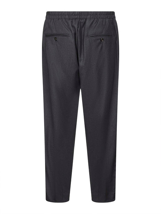 Pantaloni a una pince in lana vergine chevron grigia