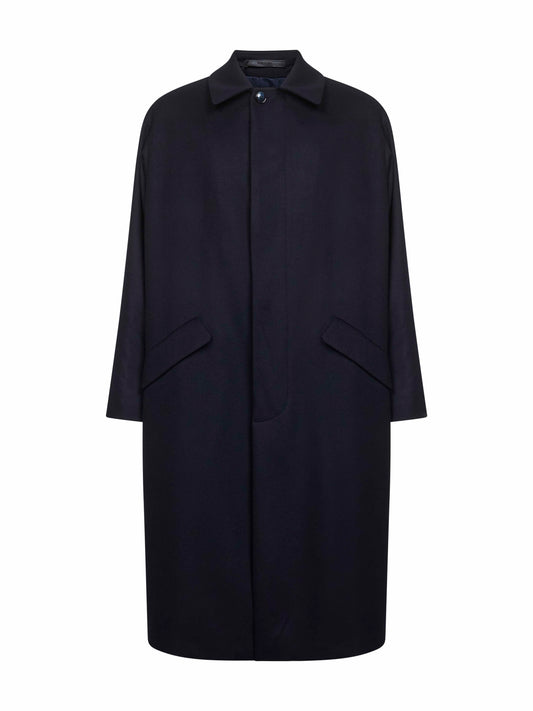 Blue cashmere cloth single-breasted coat