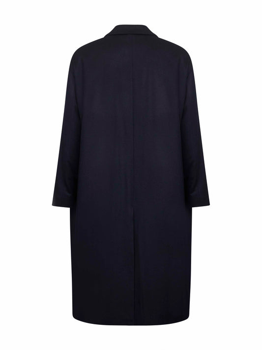 Blue cashmere cloth single-breasted coat