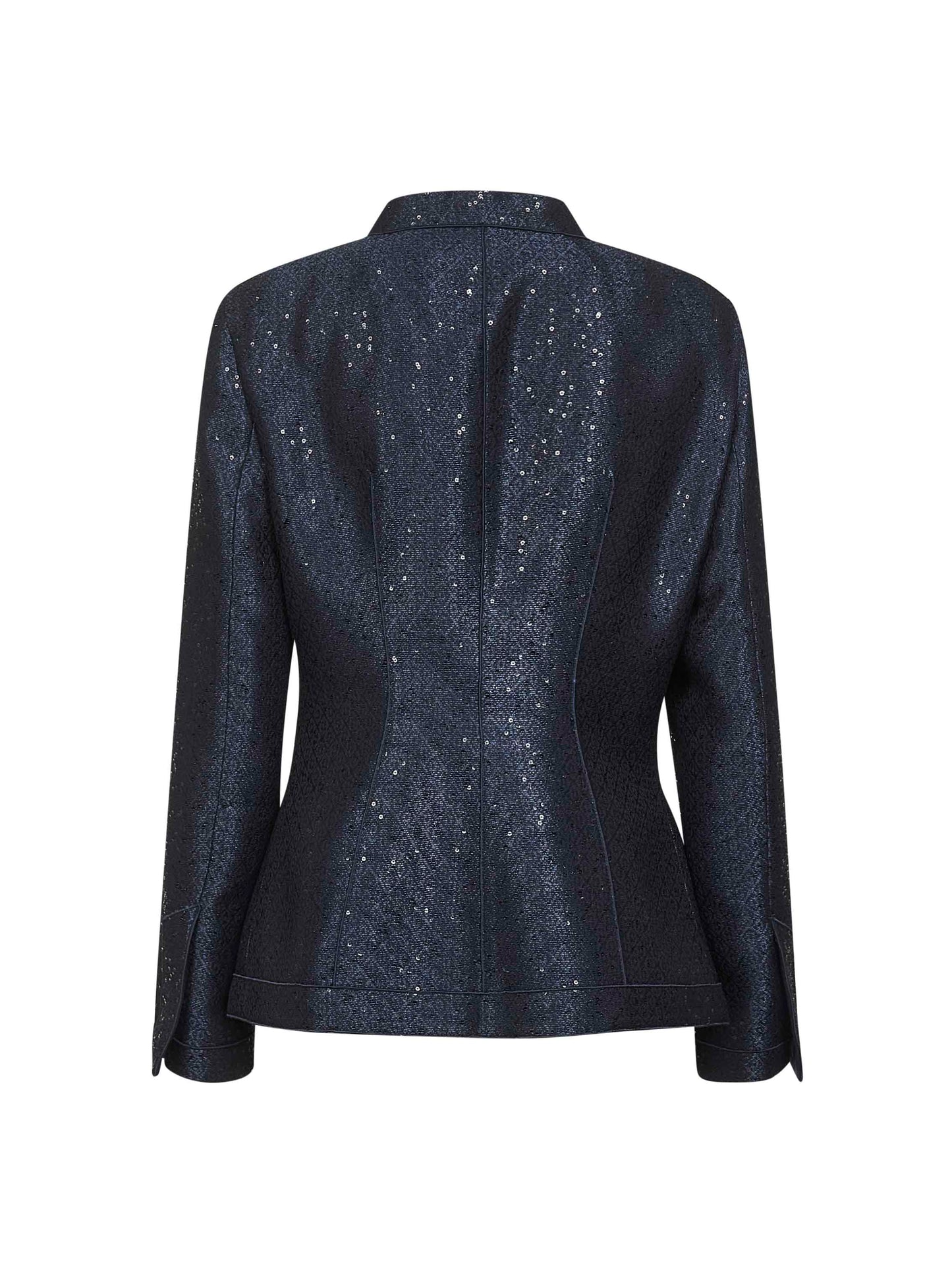 Blue sequin-embroidered jacquard jacket