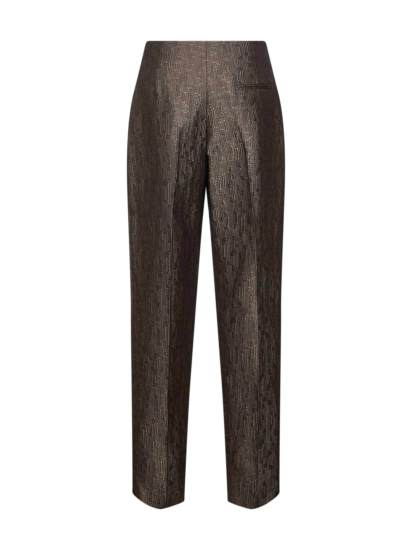 Pantaloni in seta e lana jacquard marrone