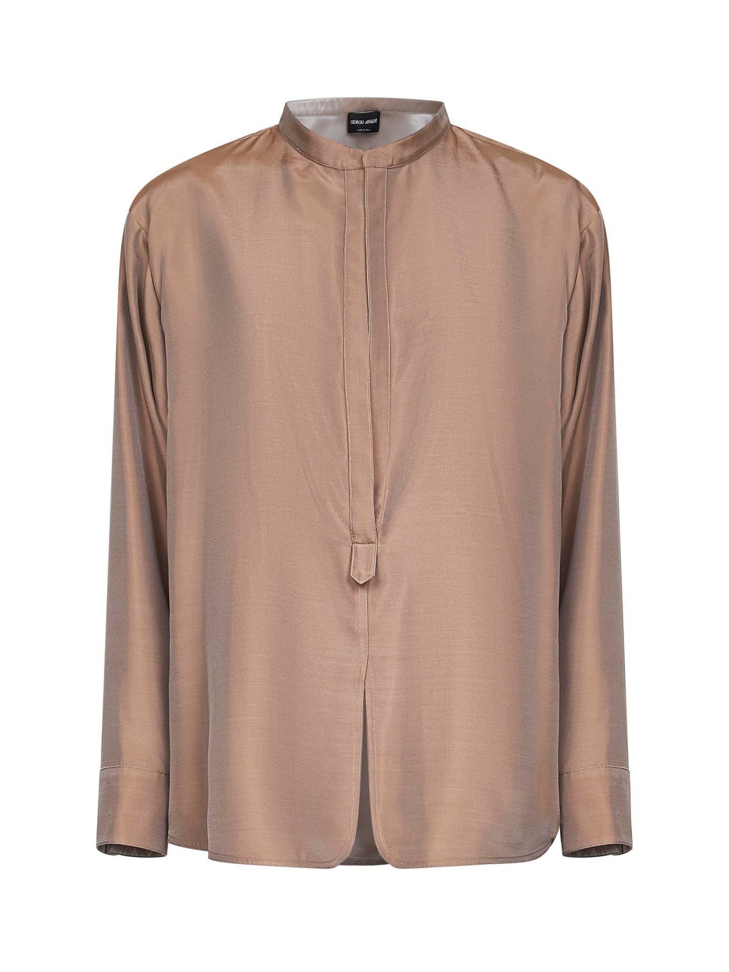 Blusa in raso effetto cangiante beige<BR/>