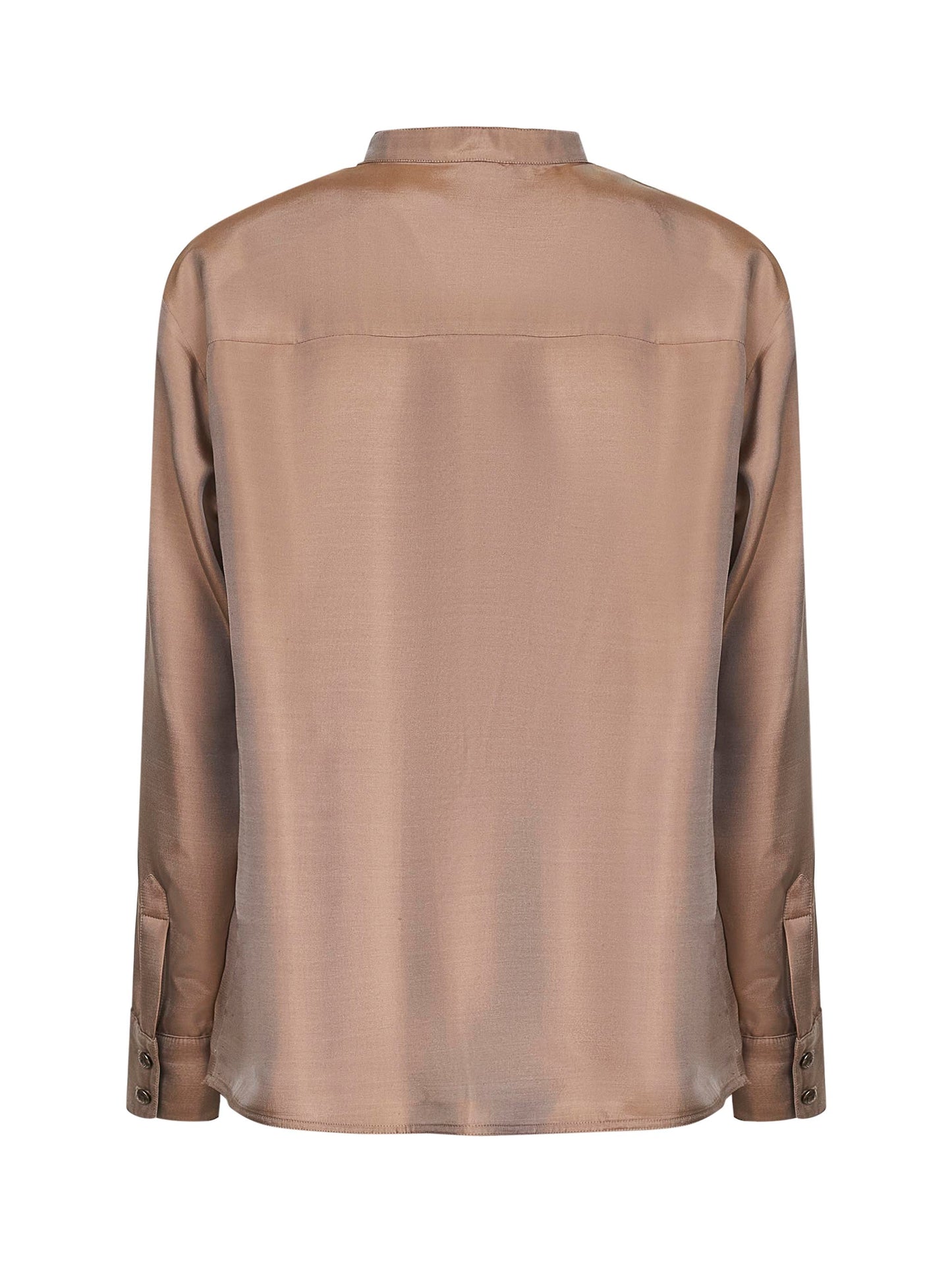 Blusa in raso effetto cangiante beige<BR/>