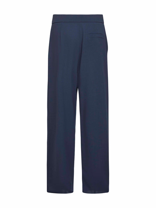 Pantaloni doppia pince in lana vergine blu