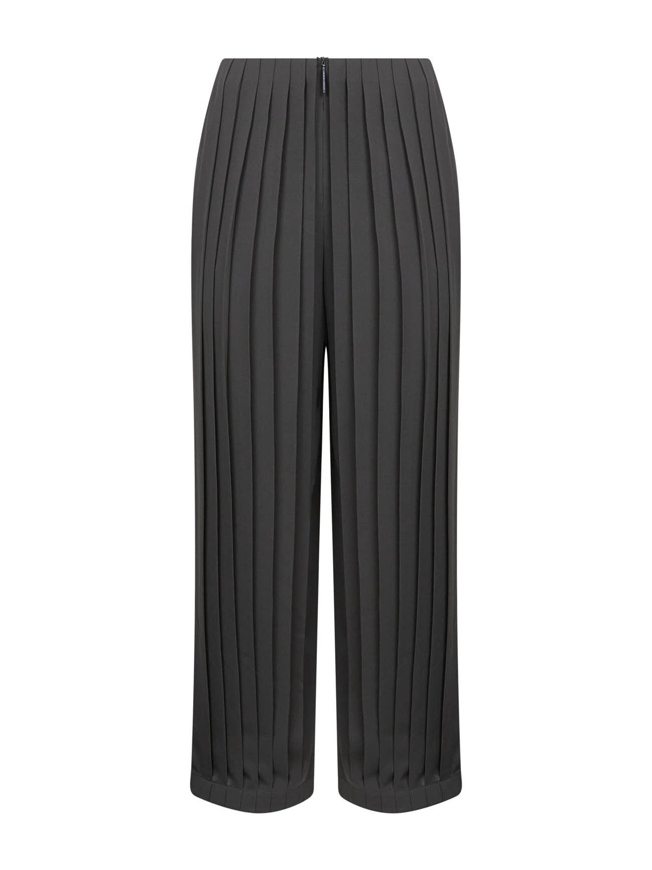 Grey ASV pleated triple silk georgette trousers