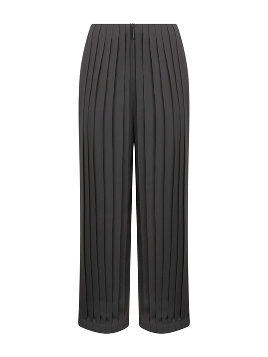 Grey ASV pleated triple silk georgette trousers