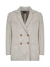 Beige jacquard jersey double-breasted jacket