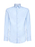 Light blue stretch cotton blend slim-fit shirt