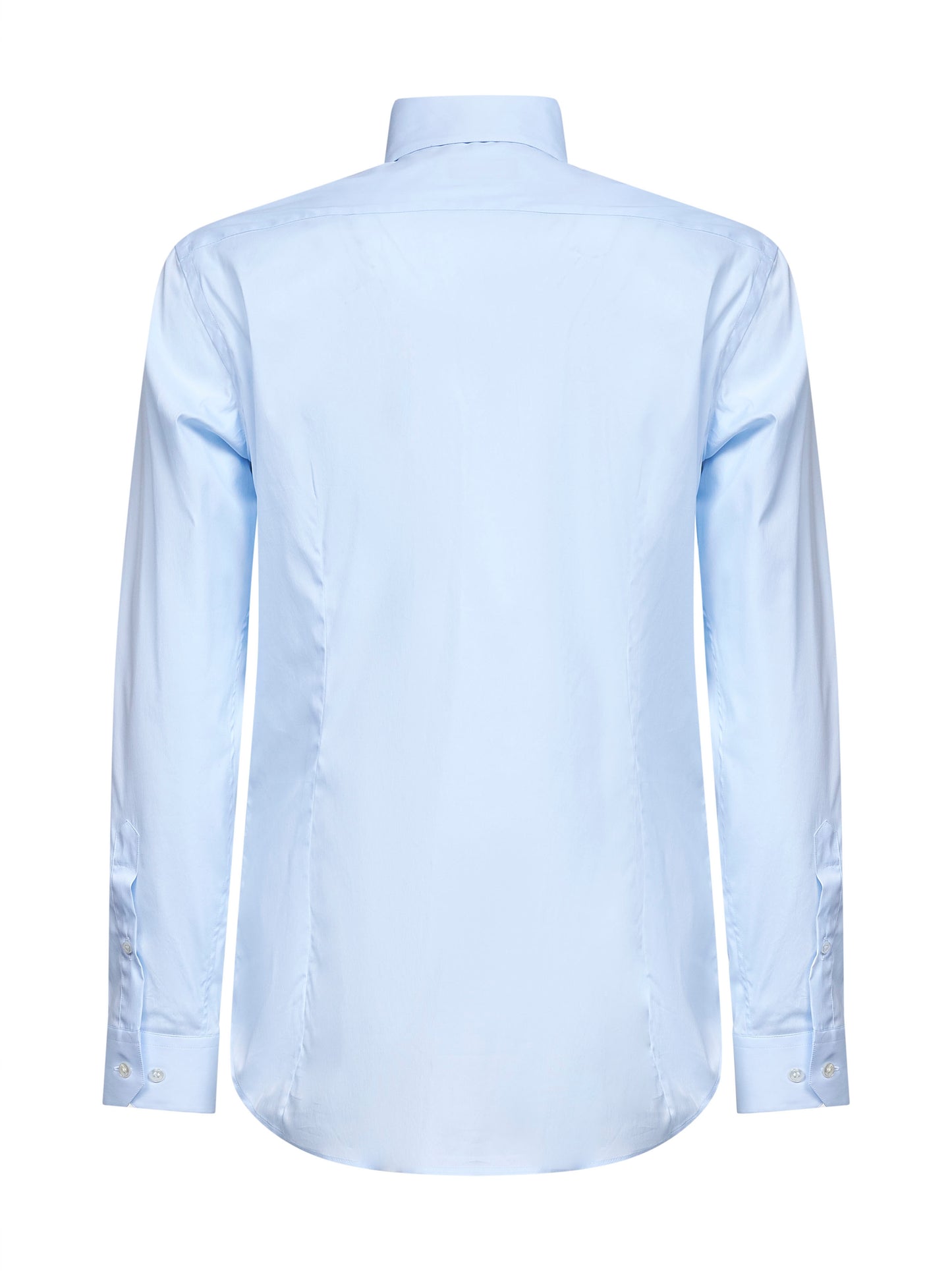 Light blue stretch cotton blend slim-fit shirt