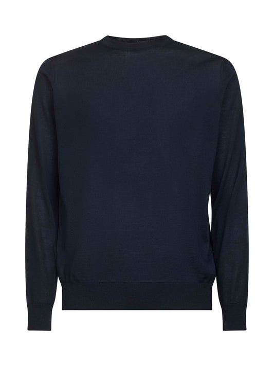 Blue virgin wool knit crewneck sweater
