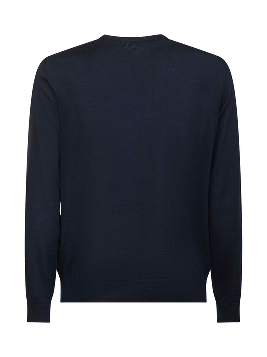 Blue virgin wool knit crewneck sweater