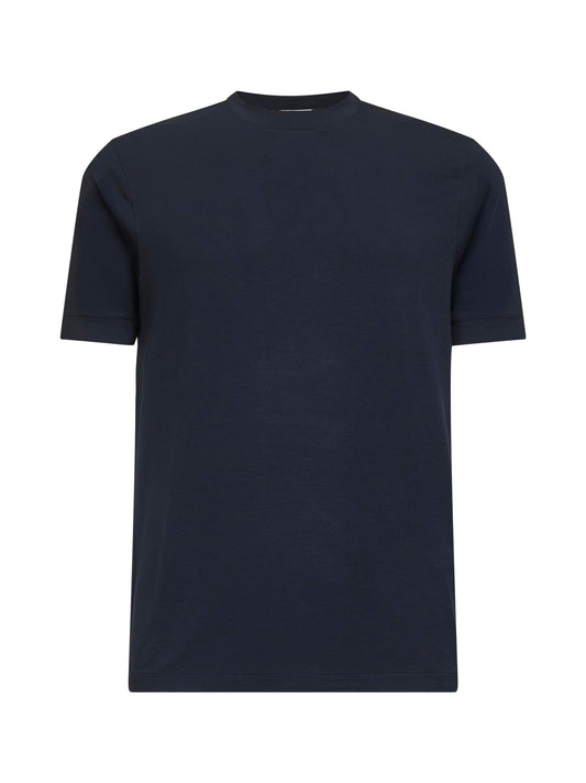 Blue stretch viscose jersey Icon T-shirt <BR/>