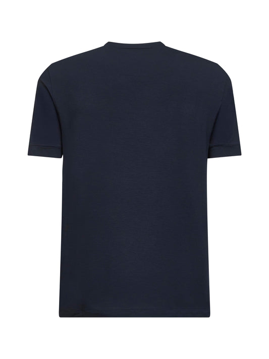 Blue stretch viscose jersey Icon T-shirt <BR/>