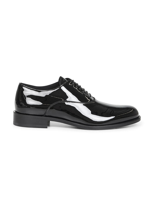 Black patent leather Oxfords