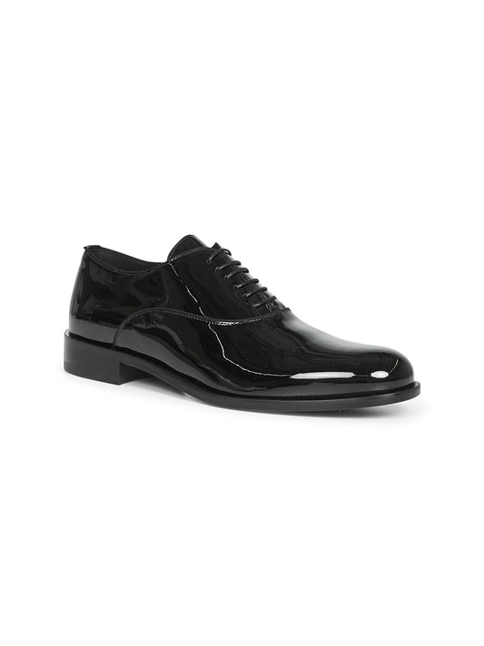 Black patent leather Oxfords