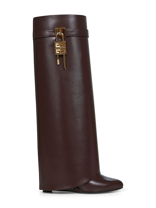 Stivali Shark Lock in pelle marrone