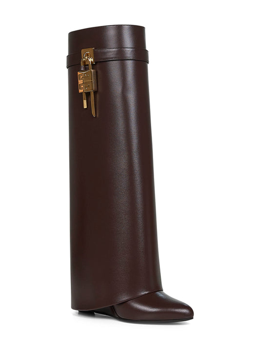 Stivali Shark Lock in pelle marrone