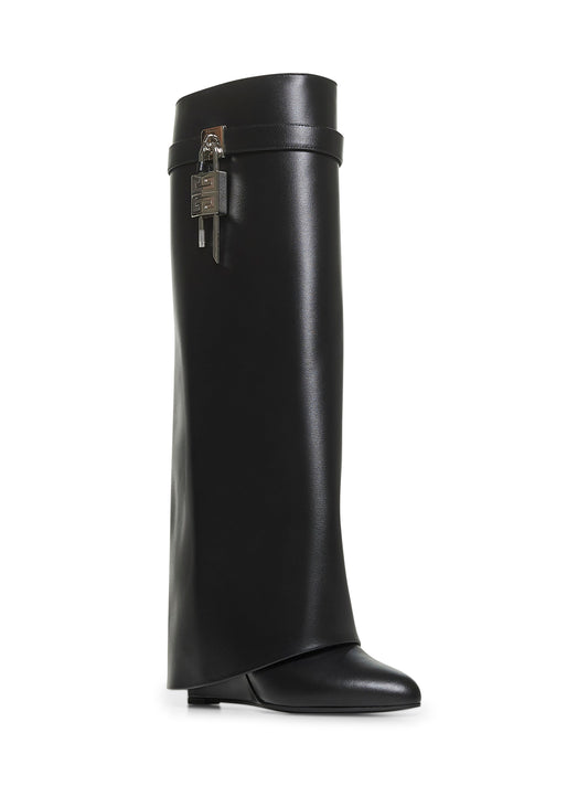 Stivali Shark Lock in pelle nera