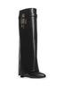 Black leather Shark Lock boots