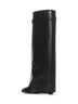 Black leather Shark Lock boots