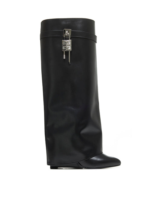 Stivali Shark Lock in pelle nera