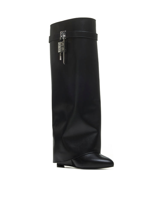 Stivali Shark Lock in pelle nera