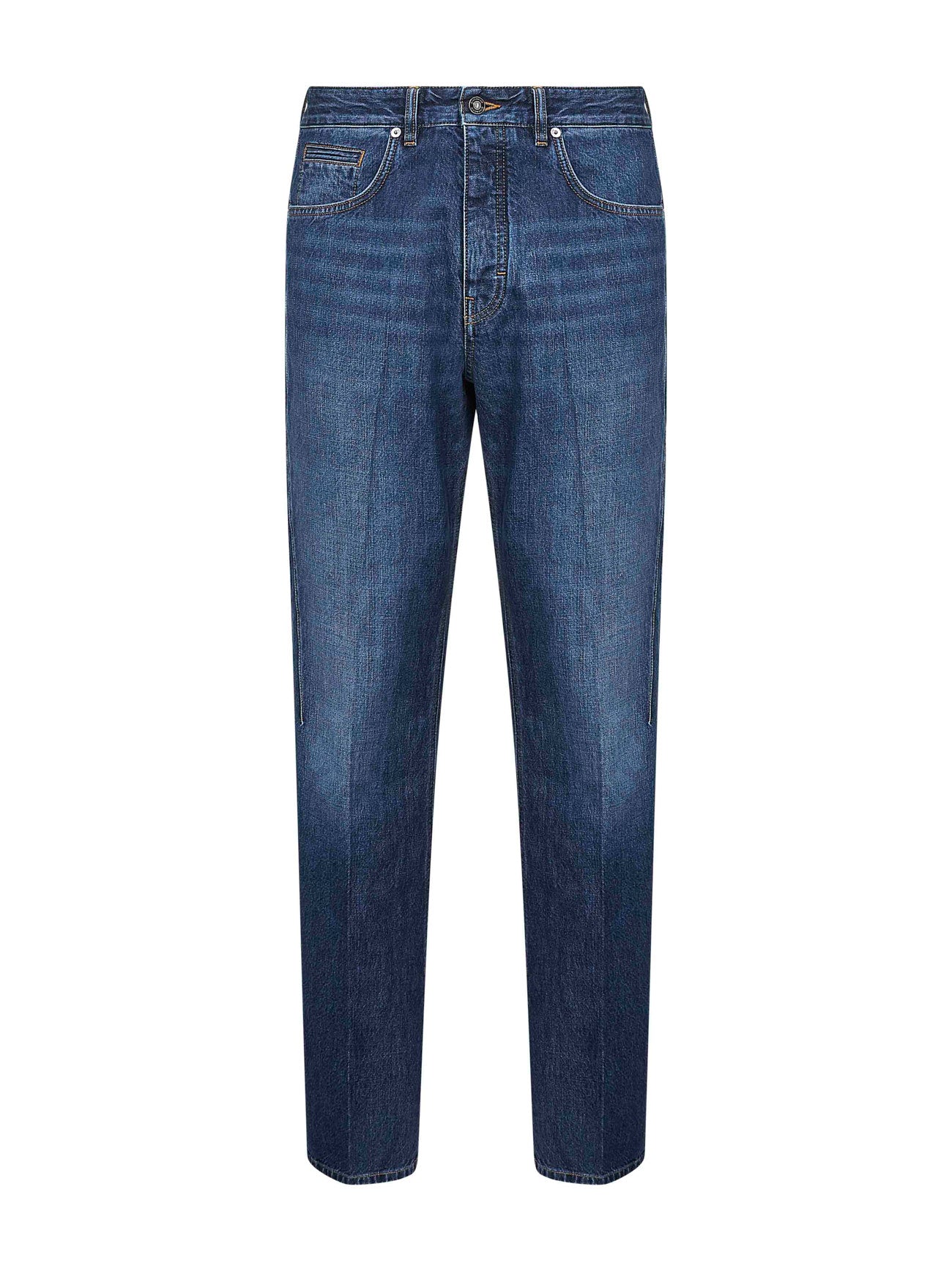 Blue washed denim straight jeans