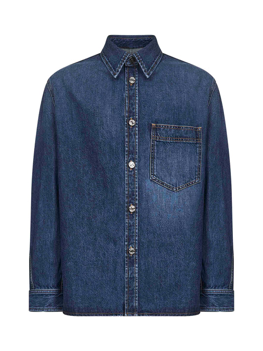 Overshirt in denim di cotone blu