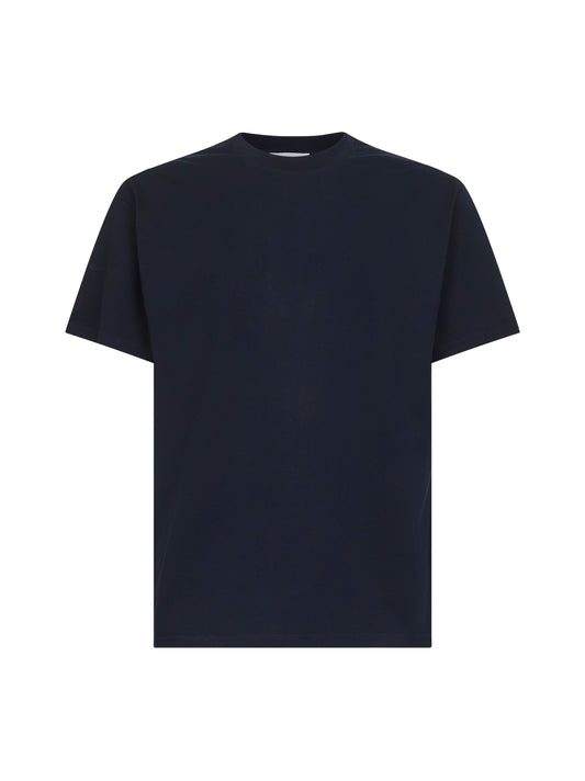 Blue cotton jersey crewneck T-shirt