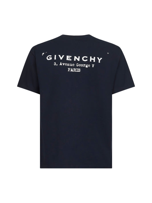 Blue cotton jersey crewneck T-shirt
