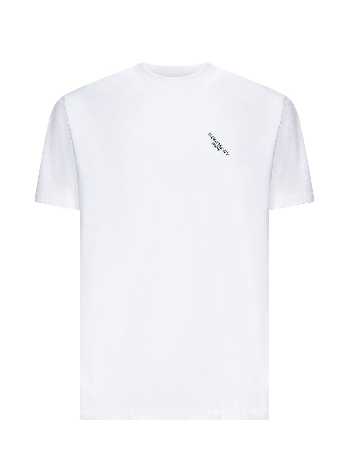 T-shirt girocollo in jersey bianco con firma