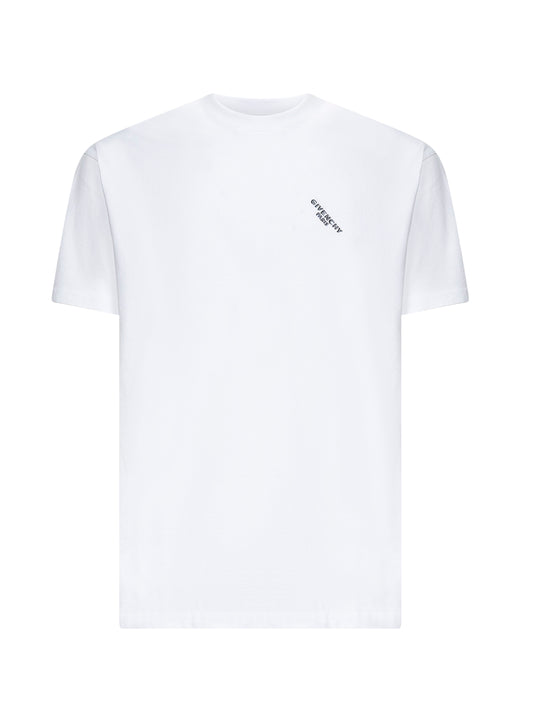 T-shirt girocollo in jersey bianco con firma
