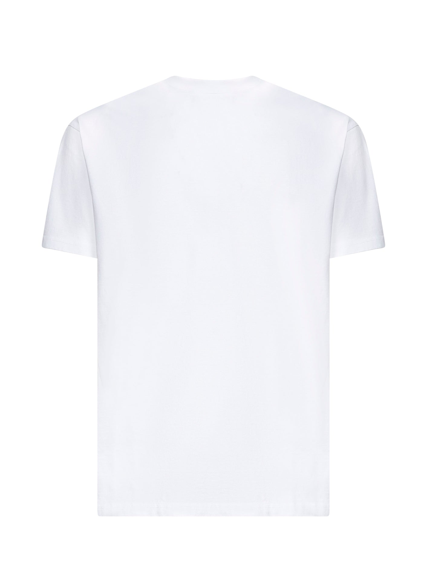 T-shirt girocollo in jersey bianco con firma