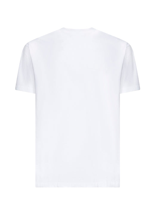 T-shirt girocollo in jersey bianco con firma