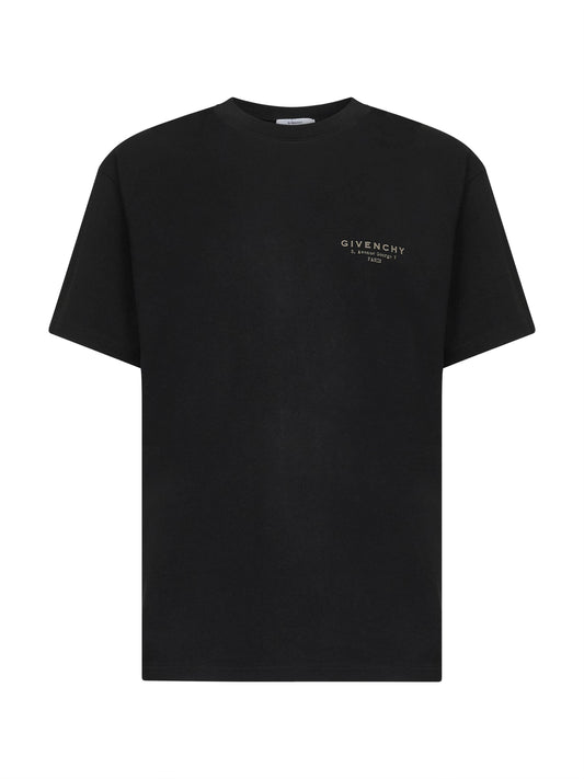 Black cotton jersey crewneck T-shirt