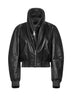 Bomber cropped in nappa nera