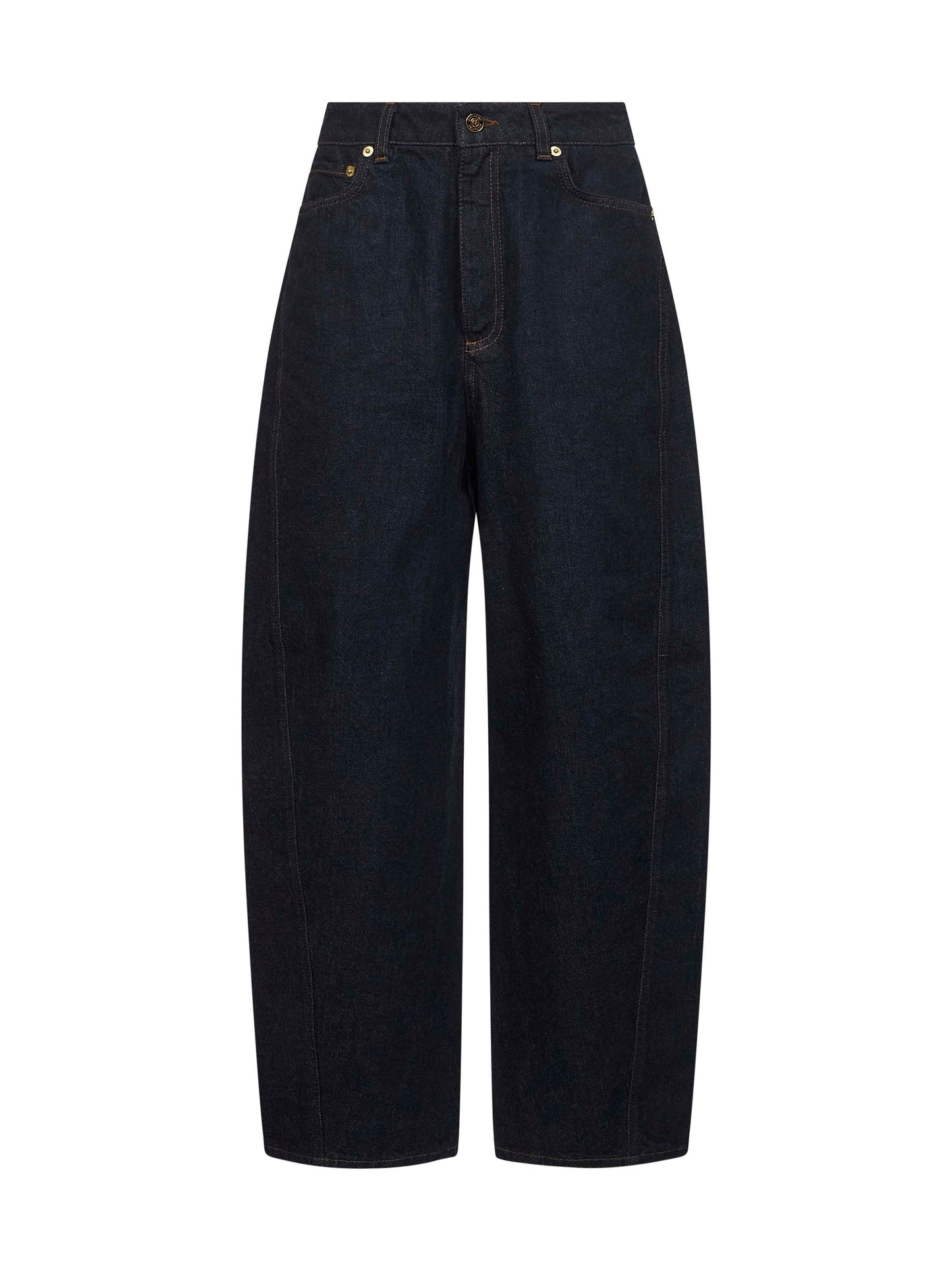 Jeans coccon in denim di cotone blu