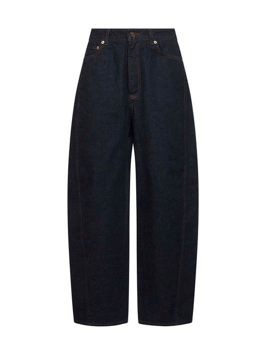 Jeans coccon in denim di cotone blu