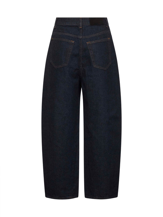 Jeans coccon in denim di cotone blu