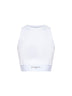 Canotta cropped in cotone stretch a costine bianco