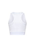 Canotta cropped in cotone stretch a costine bianco