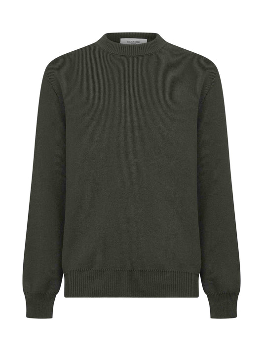 Green cotton knit "Golden" crewneck sweater